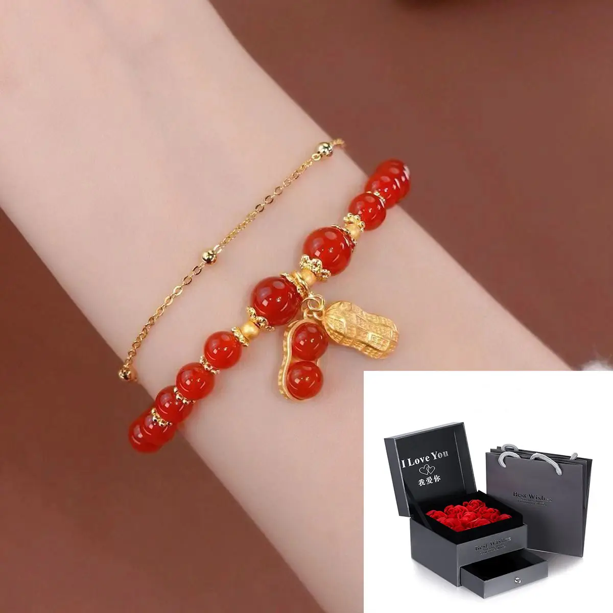 Red Red Pearl Double Chain Bracelet for Girls — feature 4