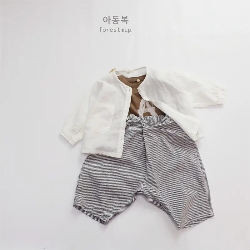 Forest Map Striped Cotton Pants for Boys - Image 3