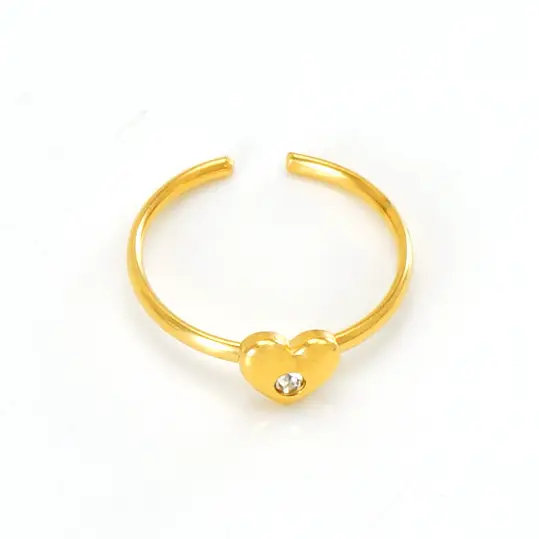 Stainless Steel Rose Zircon Ring Adjustable 18K Gold - Image 9