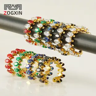 Stainless Steel Rose Zircon Ring Adjustable 18K Gold — feature 5