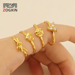 Stainless Steel Rose Zircon Ring Adjustable 18K Gold — feature 8