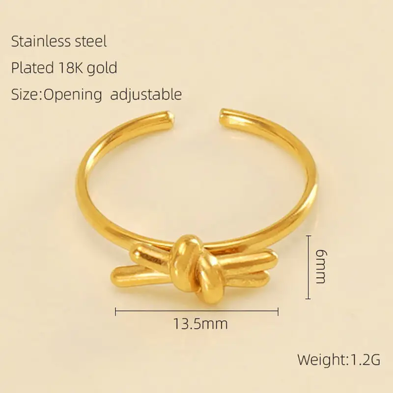 Stainless Steel Rose Zircon Ring Adjustable 18K Gold - Image 4