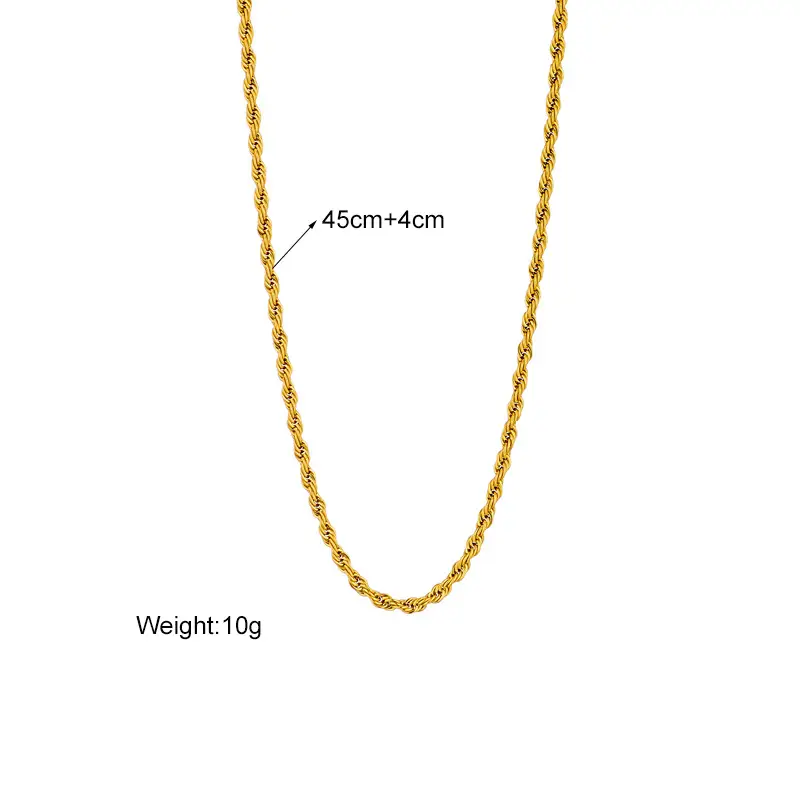 Gold Titanium Steel Twist Chain Necklace Bracelet - Image 7