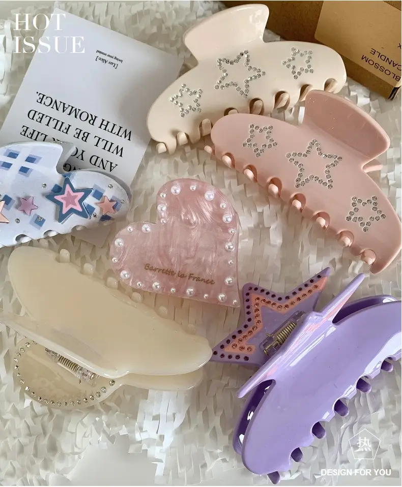 Y2K Five Pointed Star Hairpin Clip Pink — feature 20