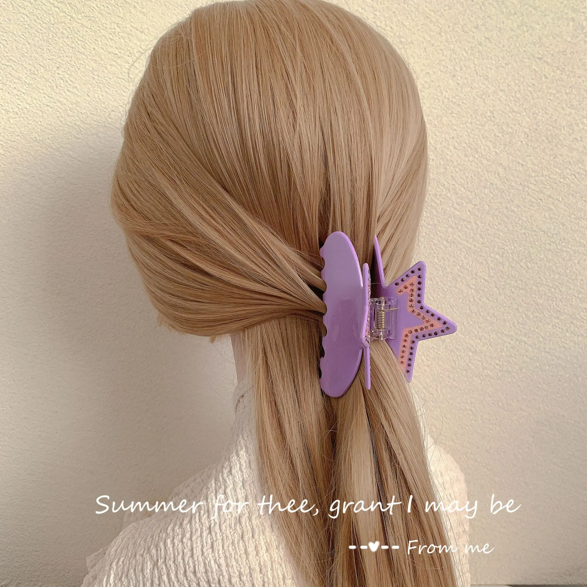 Y2K Five Pointed Star Hairpin Clip Pink — feature 37