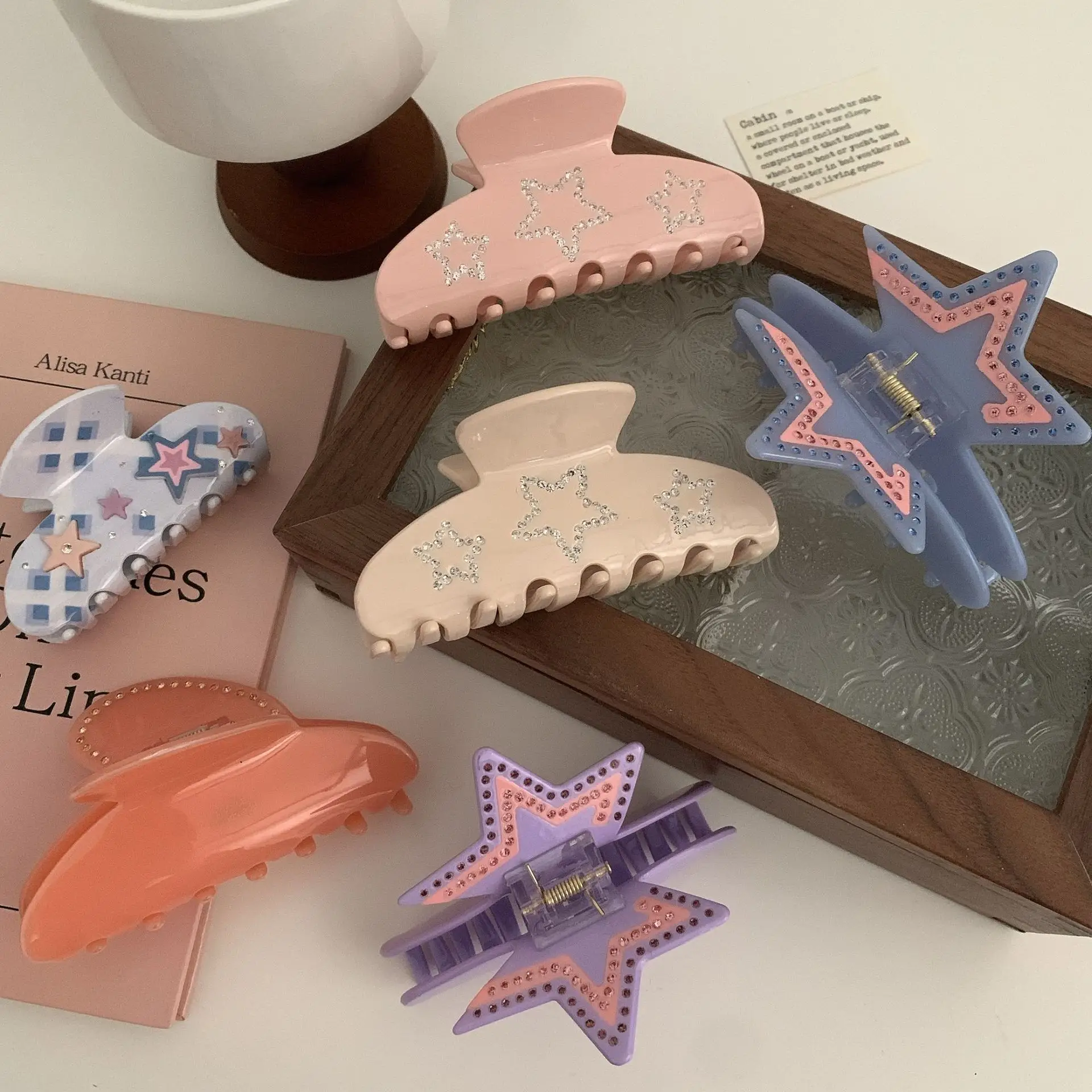 Y2K Five Pointed Star Hairpin Clip Pink — feature 44