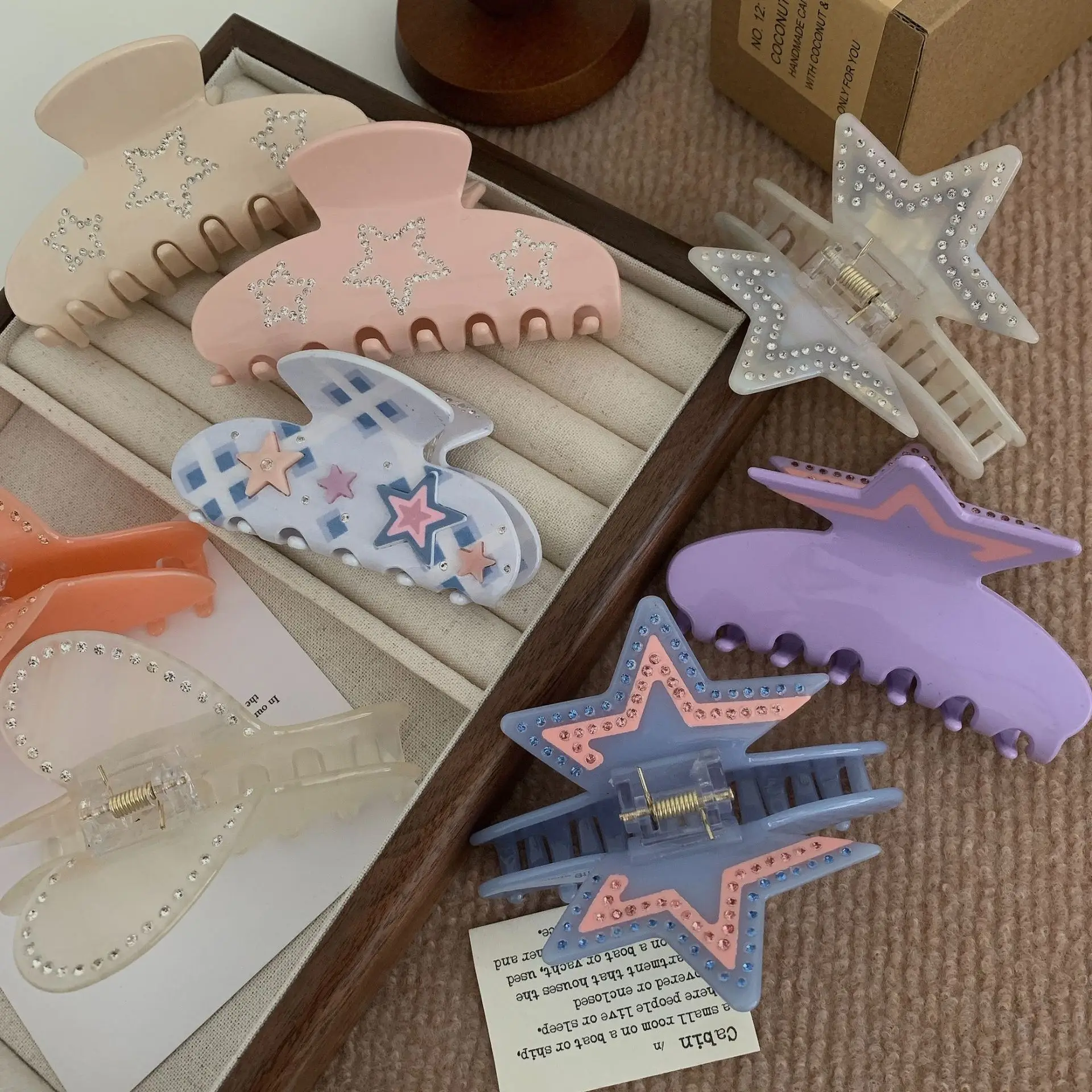 Y2K Five Pointed Star Hairpin Clip Pink — feature 45