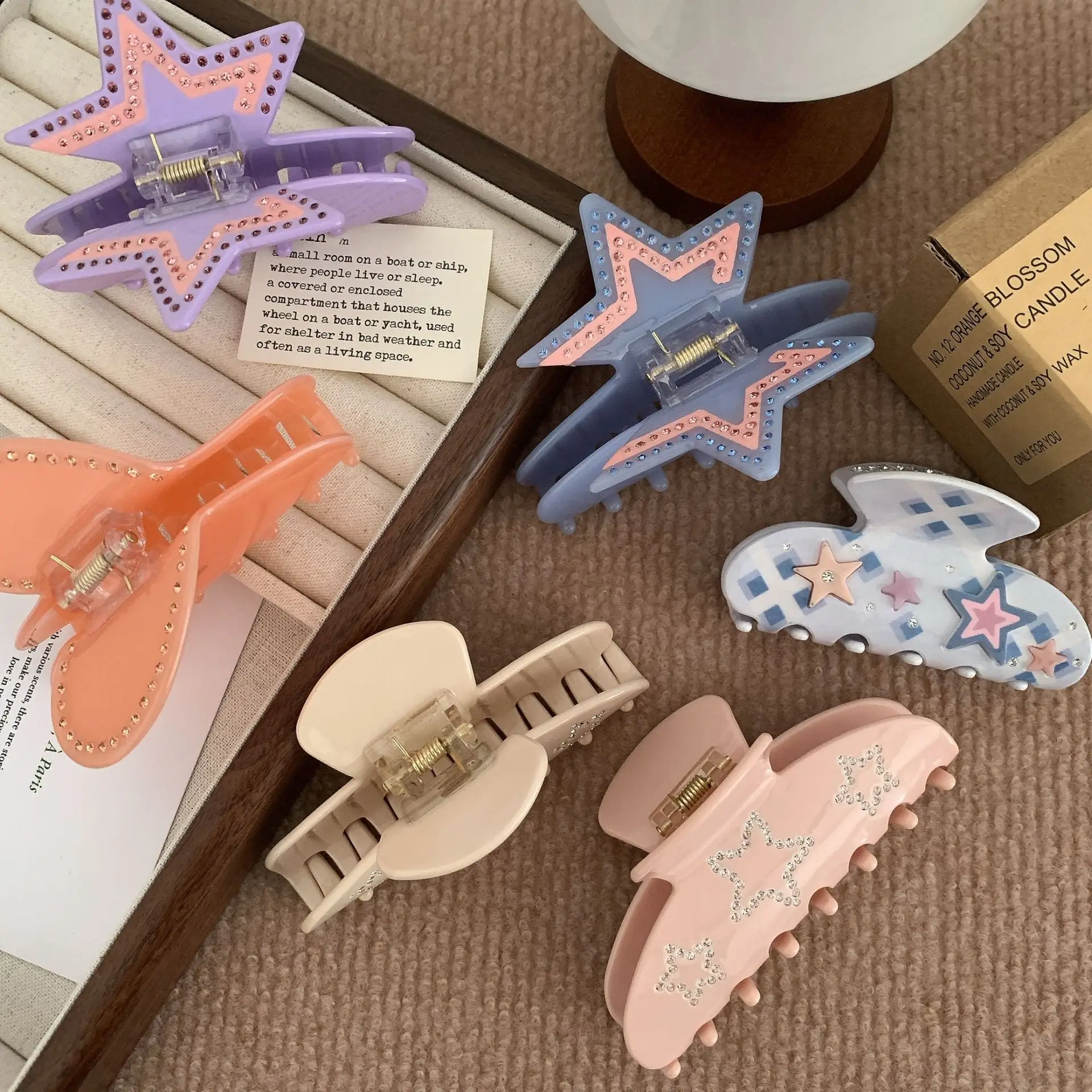Y2K Five Pointed Star Hairpin Clip Pink — feature 47
