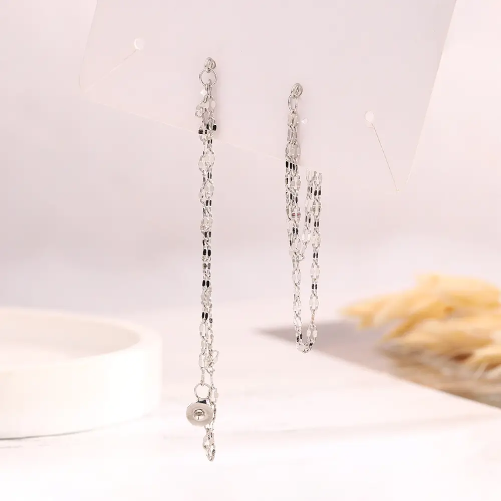 Double Layer Tassel Earrings Gold Chain Sparkling Long - Image 5
