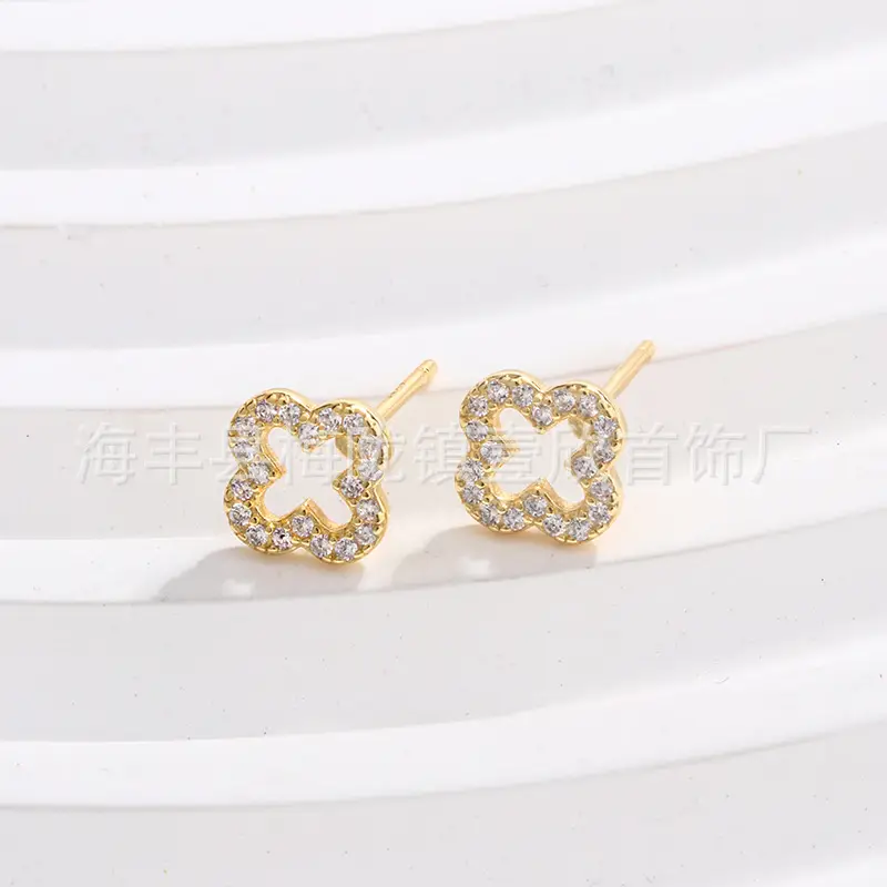 Flower Sterling Silver Four Leaf Clover Earrings for Women - Image 2