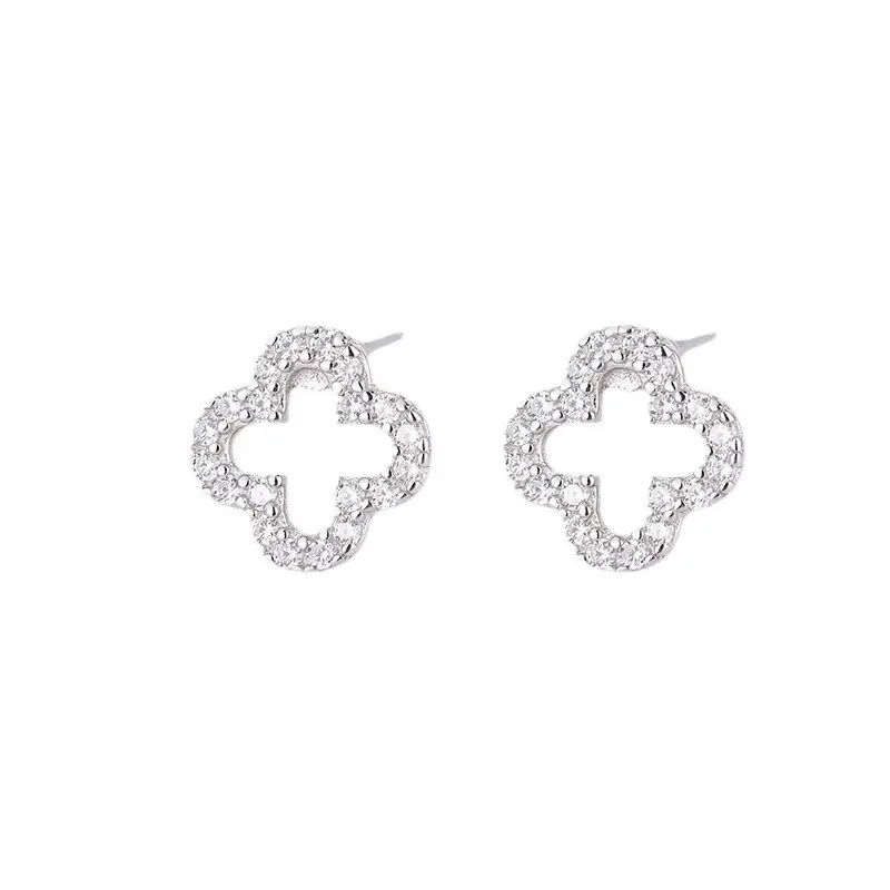 Flower Sterling Silver Four Leaf Clover Earrings for Women - Image 5