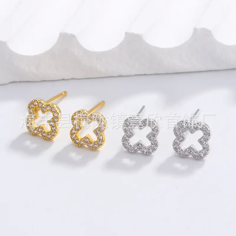 Flower Sterling Silver Four Leaf Clover Earrings for Women — feature 6