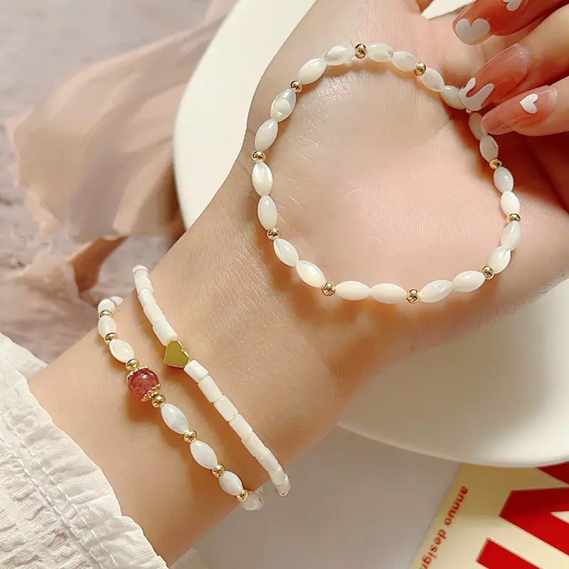 Natural Pearl Bracelet with Gold Beads & Charm - Image 8