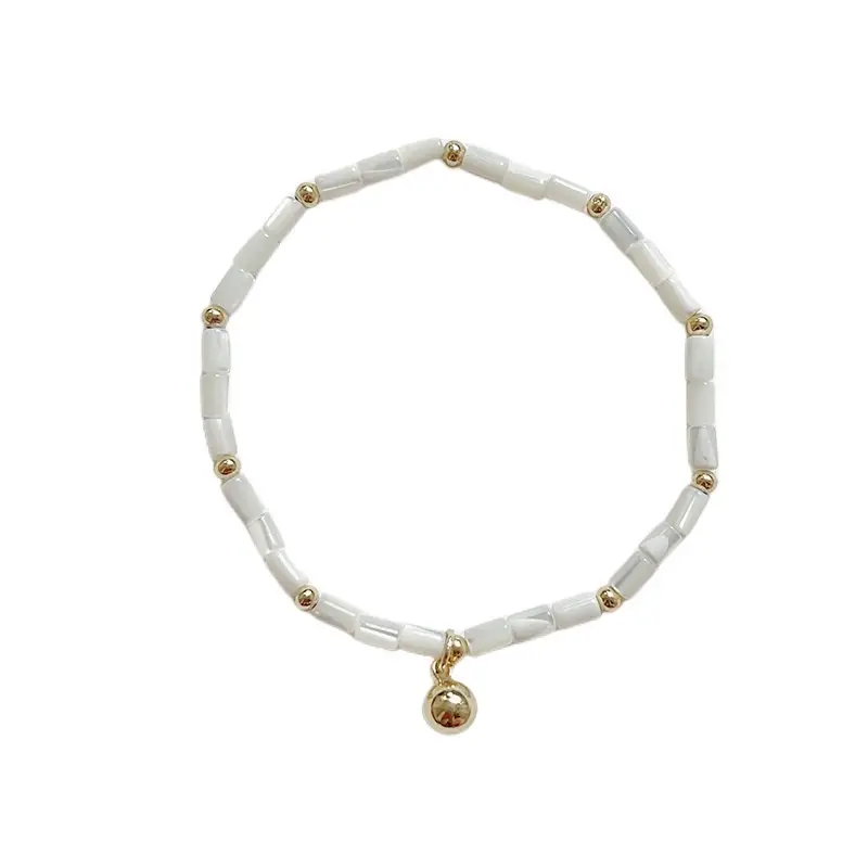 Natural Pearl Bracelet with Gold Beads & Charm - Image 11