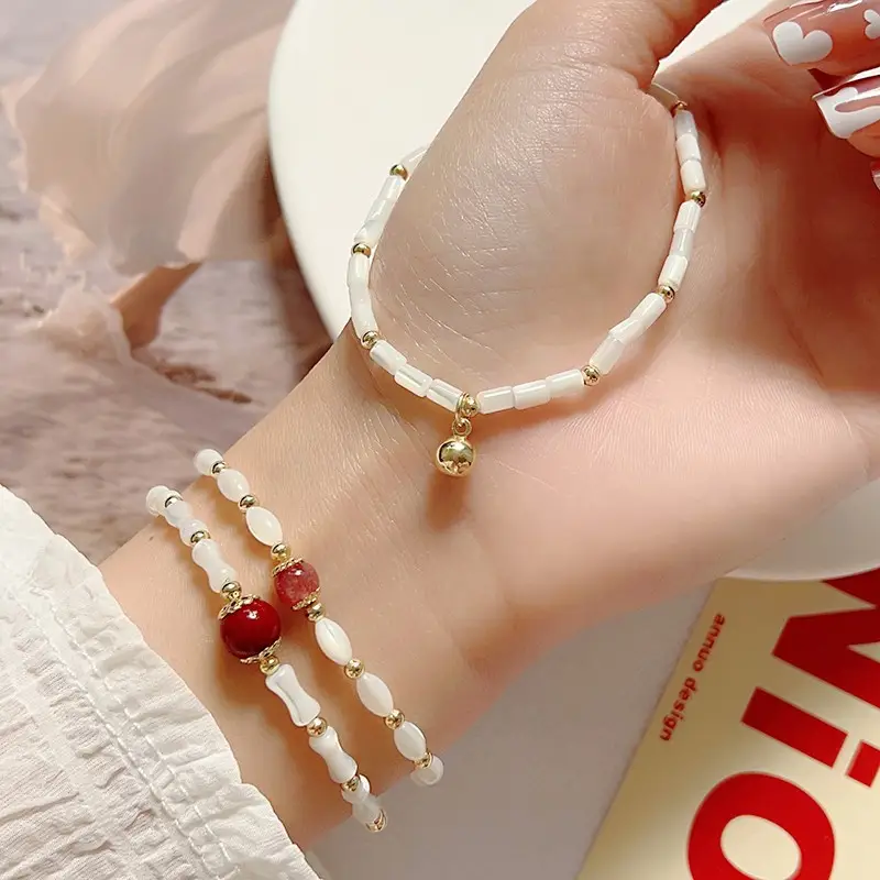 Natural Pearl Bracelet with Gold Beads & Charm — feature 10