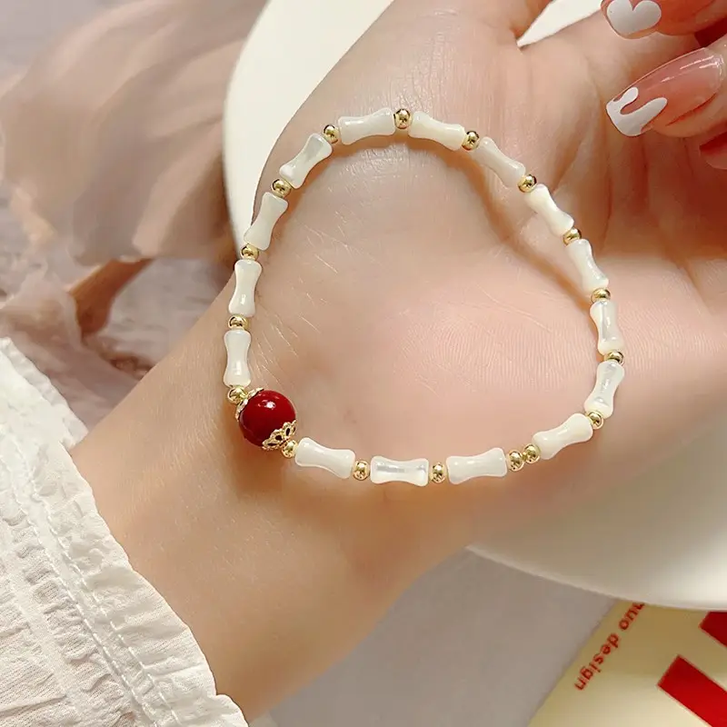 Natural Pearl Bracelet with Gold Beads & Charm — feature 13