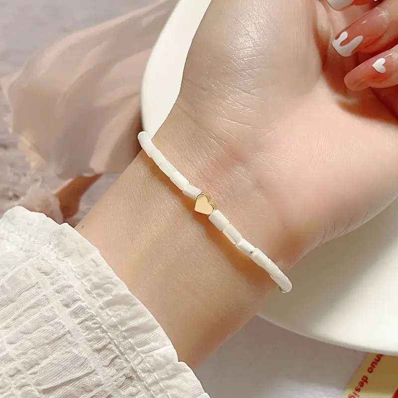Natural Pearl Bracelet with Gold Beads & Charm — feature 14