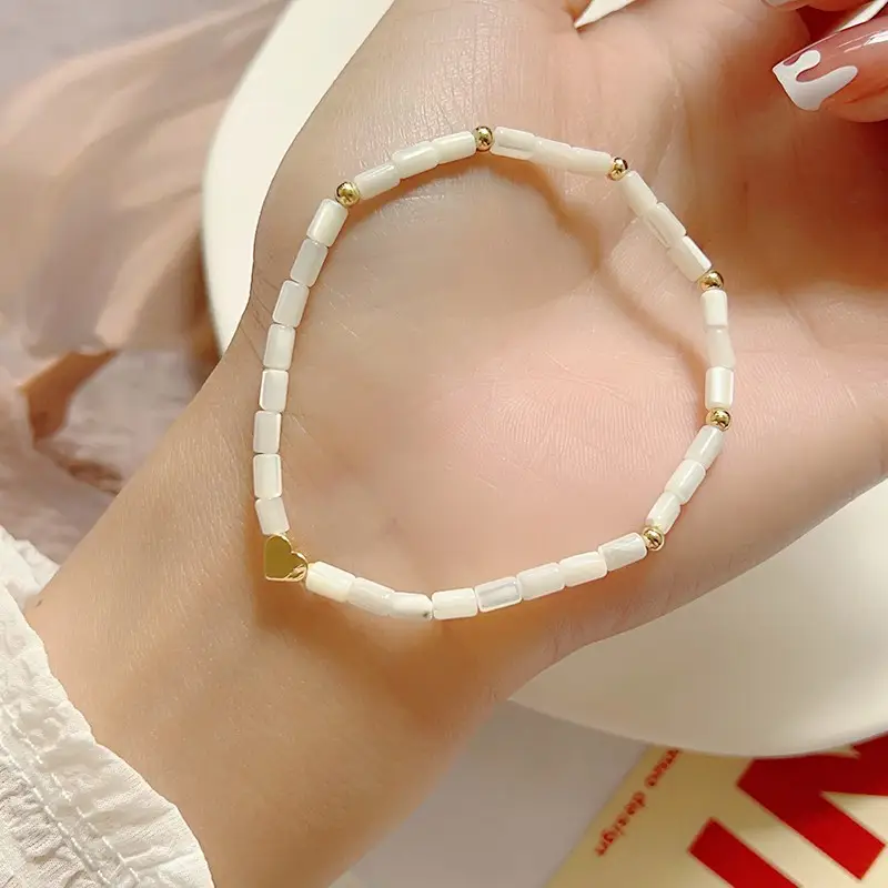 Natural Pearl Bracelet with Gold Beads & Charm — feature 15