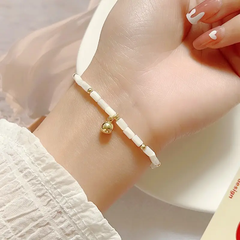 Natural Pearl Bracelet with Gold Beads & Charm — feature 20