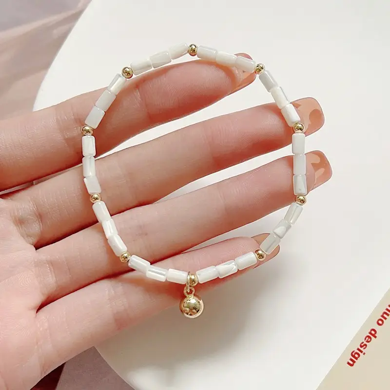 Natural Pearl Bracelet with Gold Beads & Charm — feature 22