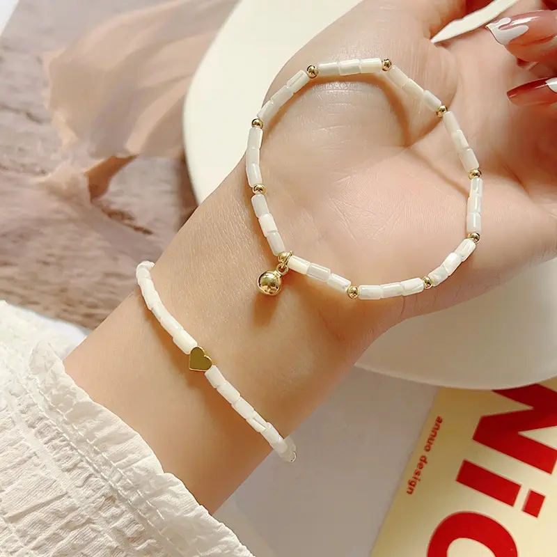 Natural Pearl Bracelet with Gold Beads & Charm — feature 4