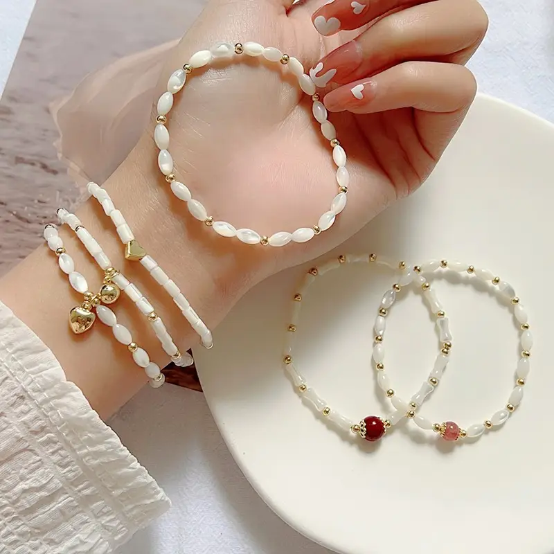 Natural Pearl Bracelet with Gold Beads & Charm — feature 7