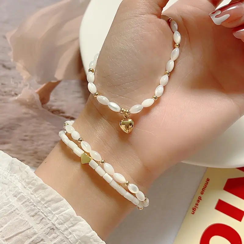 Natural Pearl Bracelet with Gold Beads & Charm — feature 9