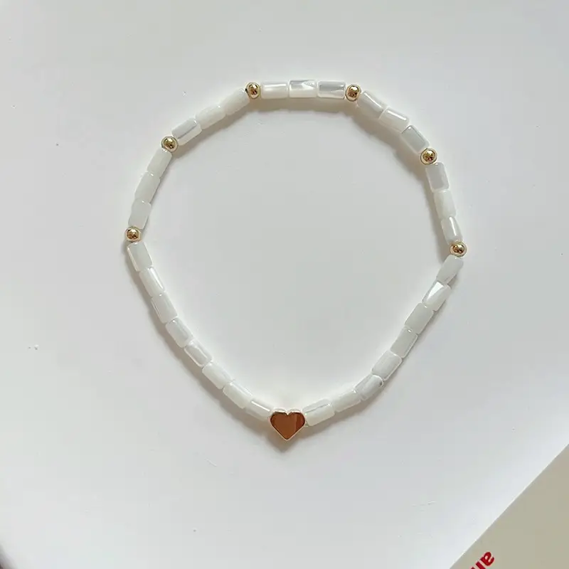 Natural Pearl Bracelet with Gold Beads & Charm - Image 4