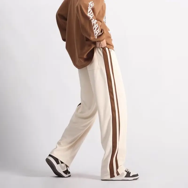 Men's Black American Stripes Track Pants Thin Corduroy Summer