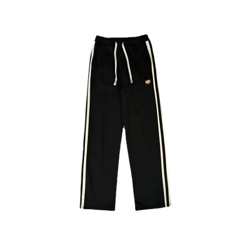 Men's Black American Stripes Track Pants Thin Corduroy Summer