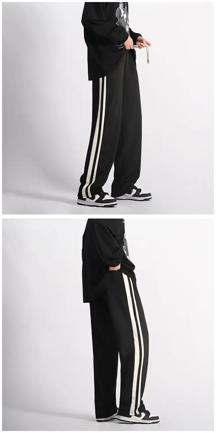 Men's Black American Stripes Track Pants Thin Corduroy Summer — feature 11