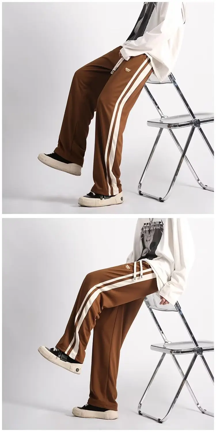 Men's Black American Stripes Track Pants Thin Corduroy Summer — feature 13