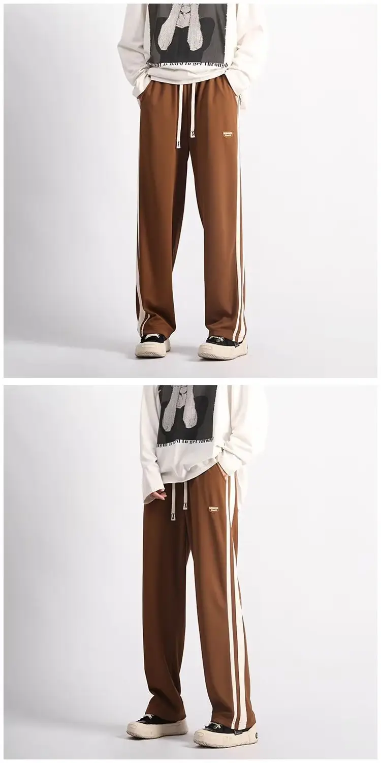 Men's Black American Stripes Track Pants Thin Corduroy Summer — feature 14