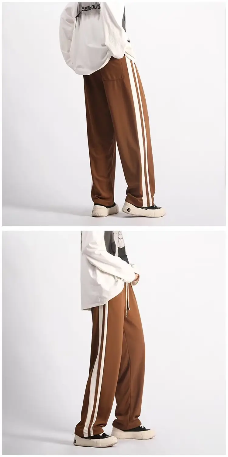 Men's Black American Stripes Track Pants Thin Corduroy Summer — feature 16