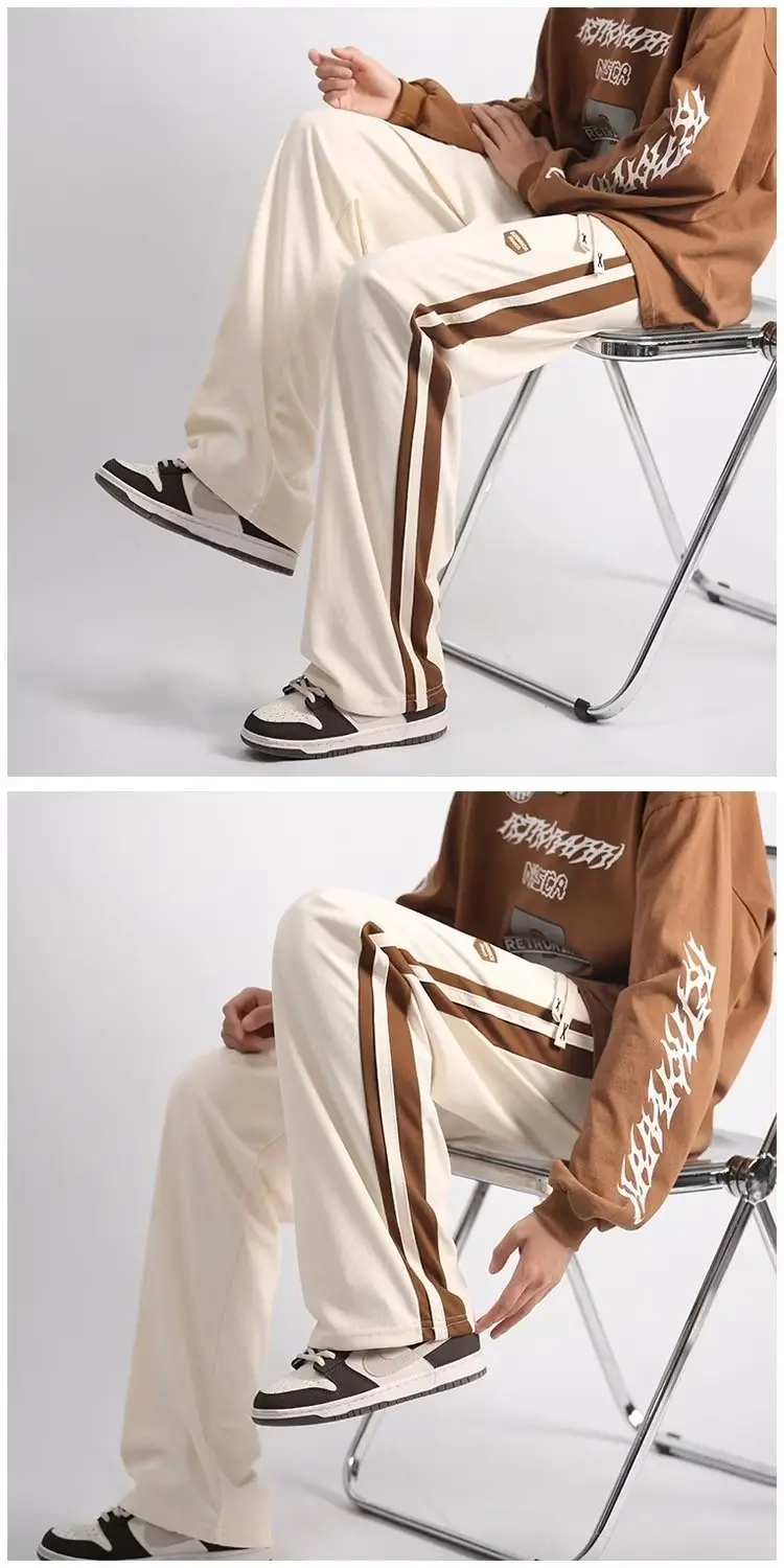 Men's Black American Stripes Track Pants Thin Corduroy Summer — feature 7