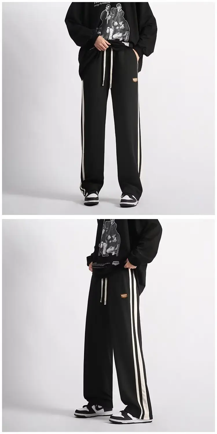Men's Black American Stripes Track Pants Thin Corduroy Summer — feature 8