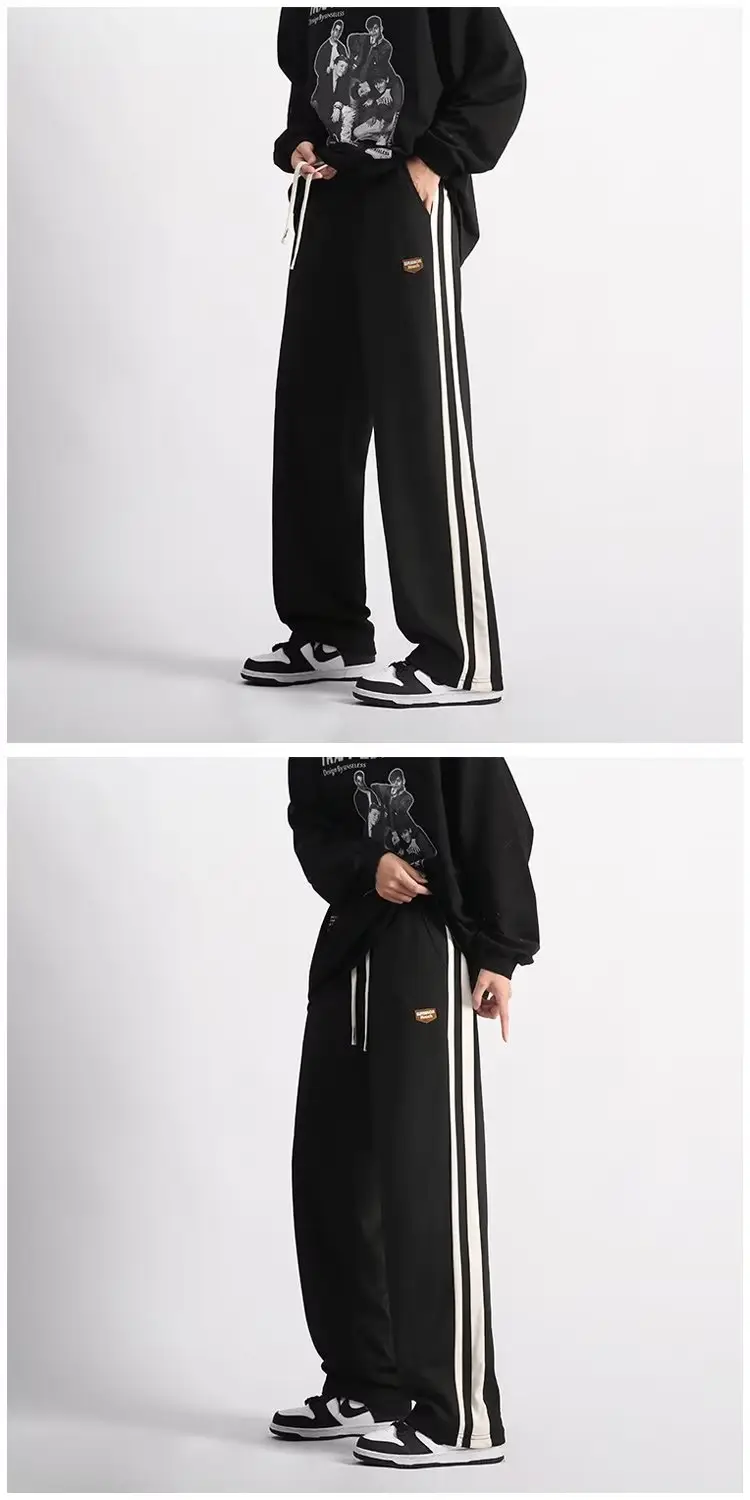 Men's Black American Stripes Track Pants Thin Corduroy Summer — feature 9