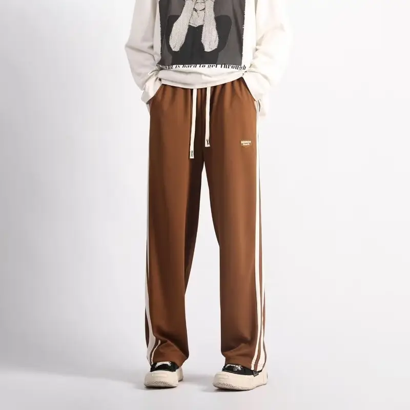 Men's Black American Stripes Track Pants Thin Corduroy Summer