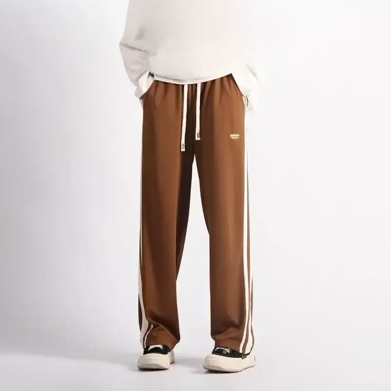 Men's Black American Stripes Track Pants Thin Corduroy Summer