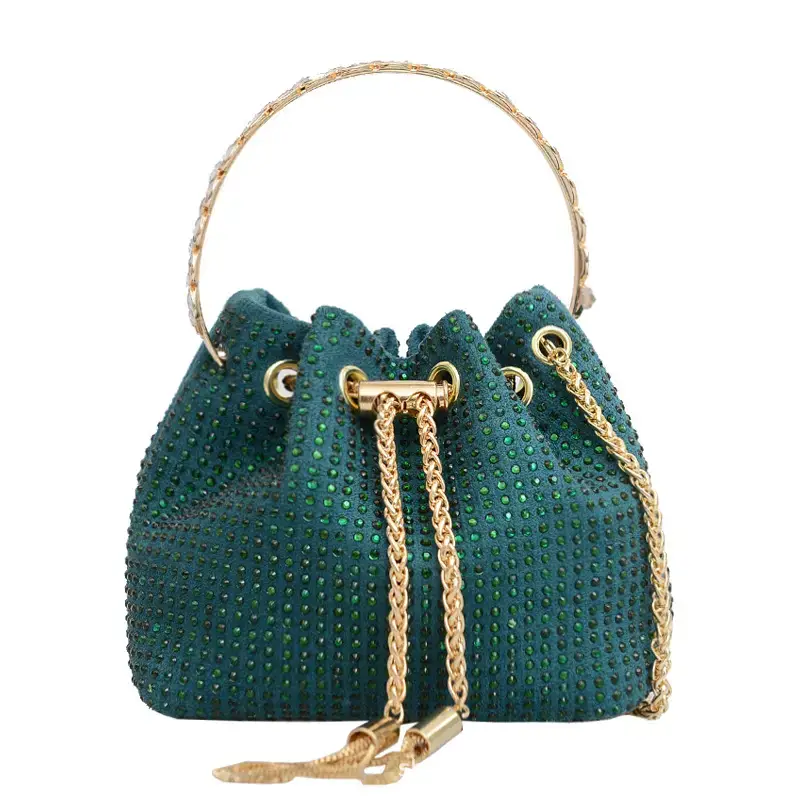 Pink Knitted Chain Bucket Bag for Women