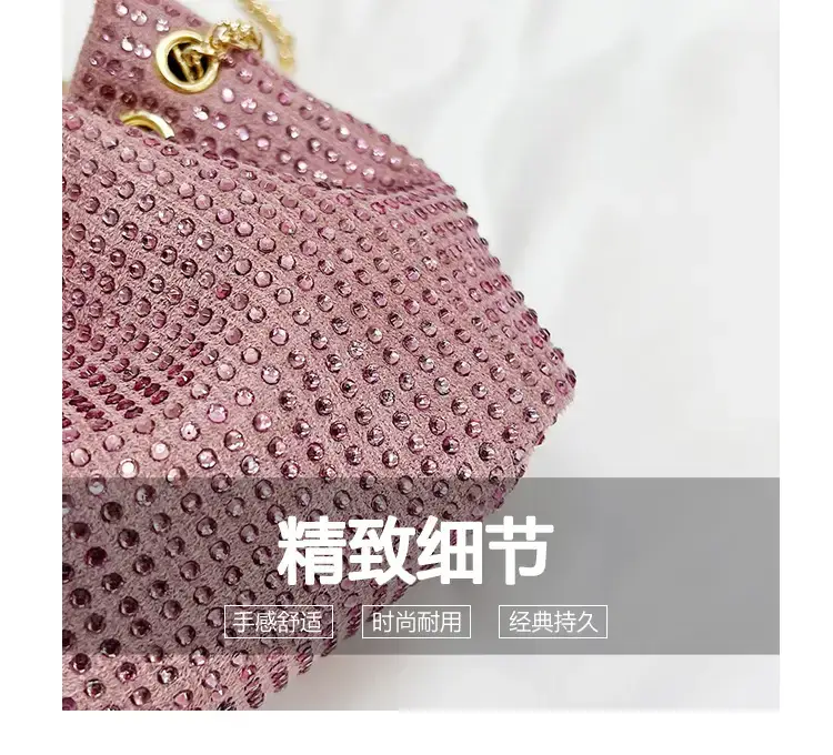 Pink Knitted Chain Bucket Bag for Women — feature 11
