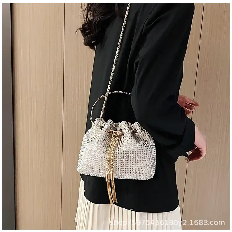 Pink Knitted Chain Bucket Bag for Women — feature 17