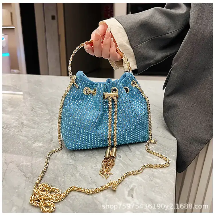 Pink Knitted Chain Bucket Bag for Women — feature 21