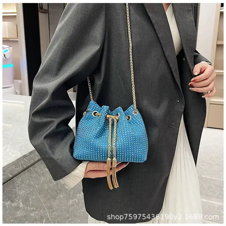 Pink Knitted Chain Bucket Bag for Women — feature 22