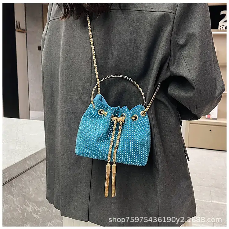 Pink Knitted Chain Bucket Bag for Women — feature 23