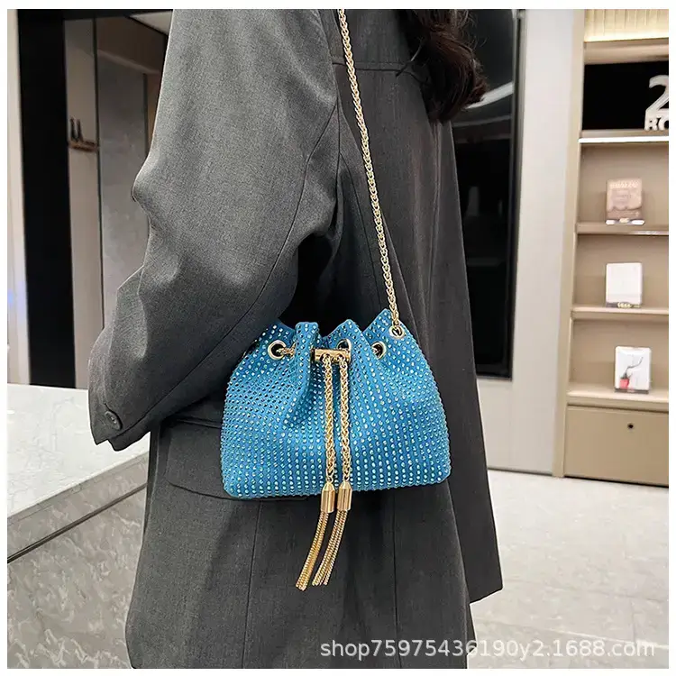 Pink Knitted Chain Bucket Bag for Women — feature 24