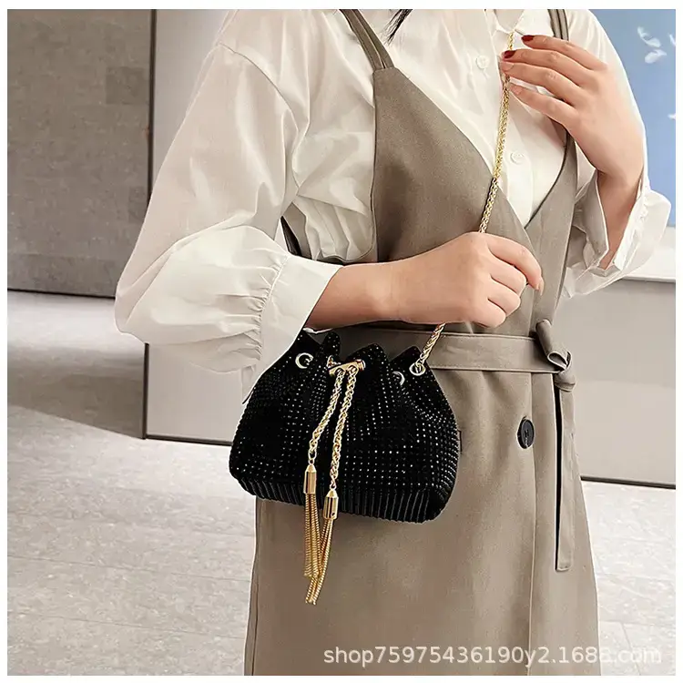 Pink Knitted Chain Bucket Bag for Women — feature 26
