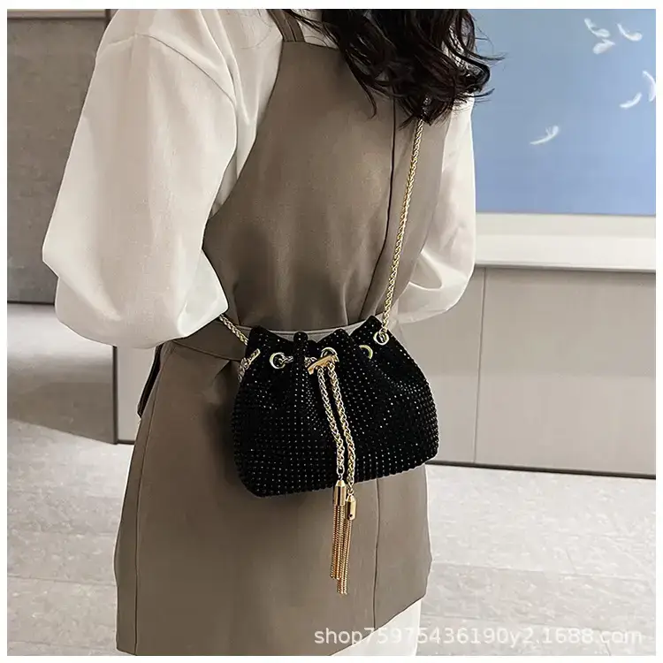 Pink Knitted Chain Bucket Bag for Women — feature 27