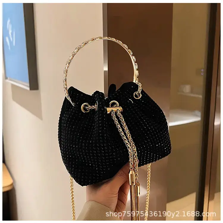 Pink Knitted Chain Bucket Bag for Women — feature 28