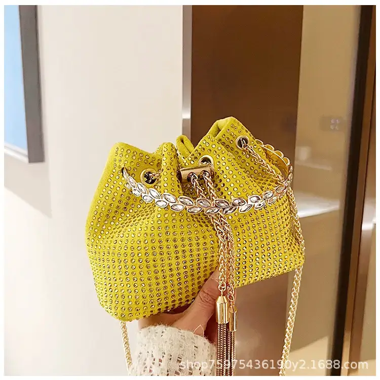 Pink Knitted Chain Bucket Bag for Women — feature 30